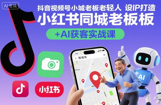抖音视频号小红书同城老板轻人设IP打造+AI获客实战课，人设打造-算法拆解-拍摄剪辑-内容运营-AI创作-川川创富网