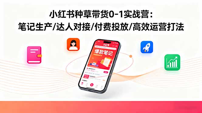 小红书种草带货0-1实战营：笔记生产/达人对接/付费投放/高效运营打法-川川创富网