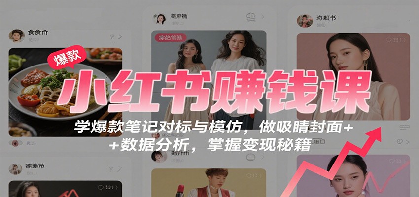 小红书赚钱课：学爆款笔记对标与模仿，做吸睛封面 + 数据分析，掌握变现秘籍-川川创富网