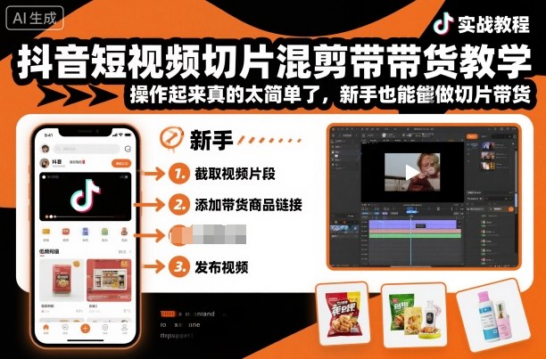 抖音短视频切片混剪带货教学，操作起来真的太简单了，新手也能做切片带货-川川创富网
