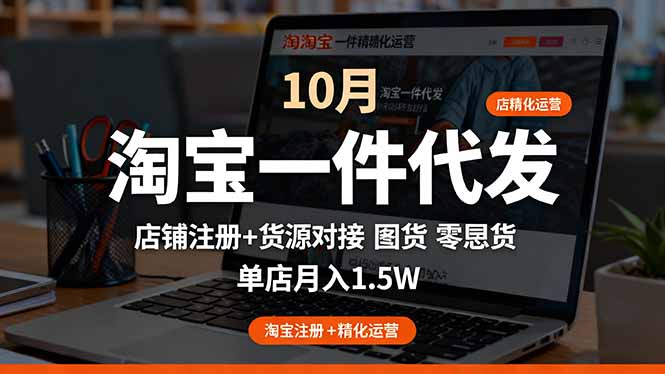 淘宝一件代发精细化运营-10月：店铺注册+货源对接+零囤货，单店月入1.5w-川川创富网