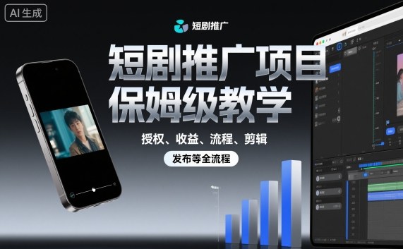 短剧推广项目保姆级教学，授权、收益、流程、剪辑，发布等全流程-川川创富网