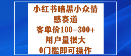 小红书暗黑小众情感赛道，客单价100-300+用户量很大，0门槛即可操作-川川创富网