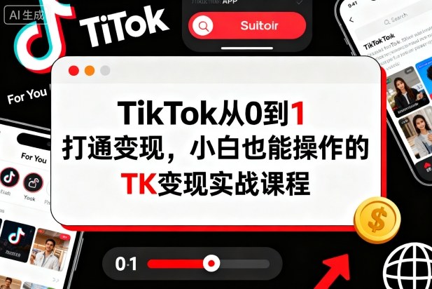 TikTok从0到1打通变现，小白也能操作的TK变现实战课程-川川创富网