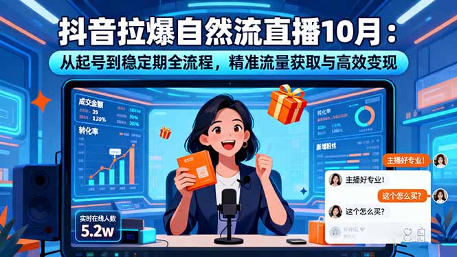 抖音拉爆自然流直播10月：从起号到稳定期全流程，精准流量获取与高效变现-川川创富网