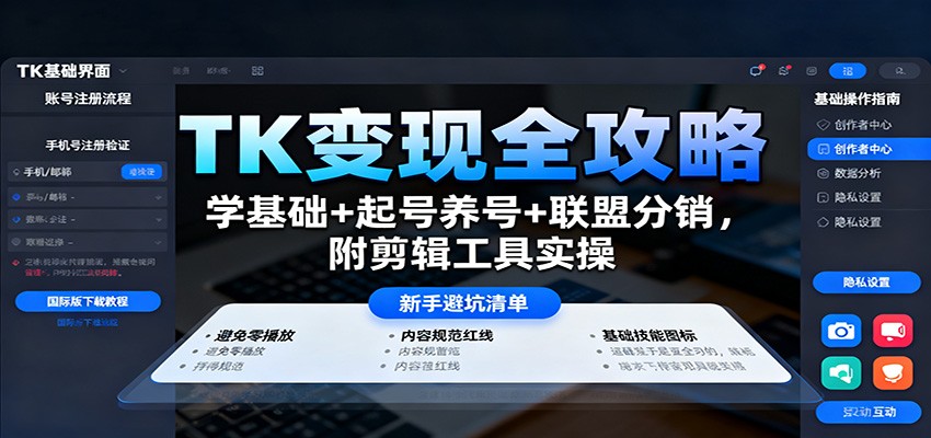 TK变现全攻略：学基础+起号养号+联盟分销，附剪辑工具实操-川川创富网