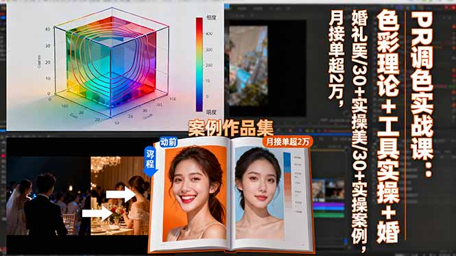 PR调色实战课：色彩理论+工具实操+婚礼医美/30+实操案例，月接单超2万-川川创富网