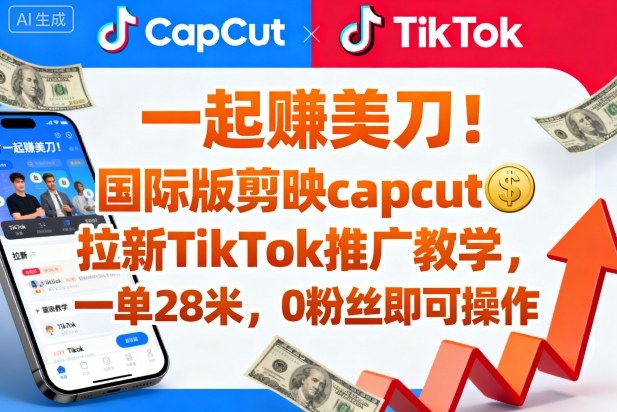 一起賺美刀！国际版剪映capcut拉新TikTok推广教学，一单28米，0粉丝即可操作(附推广入口和教学)-川川创富网