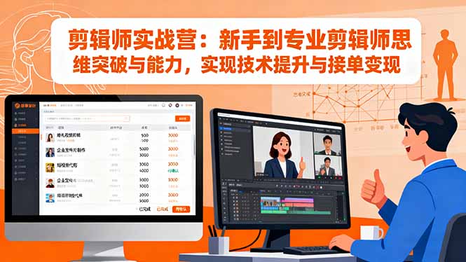 剪辑师实战营：新手到专业剪辑师思维突破与能力，实现技术提升与接单变现-川川创富网