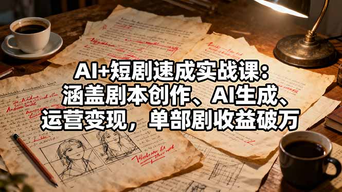 AI+短剧速成实战课：涵盖剧本创作、AI生成、运营变现，单部剧收益破万-川川创富网