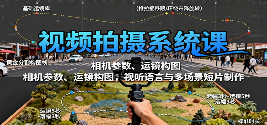 视频拍摄系统课：相机参数、运镜构图，视听语言与多场景短片制作-川川创富网