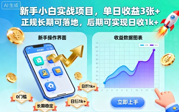 新手小白实战项目，单日收益3张+，正规长期可落地，后期可实现日收1k+【揭秘】-川川创富网