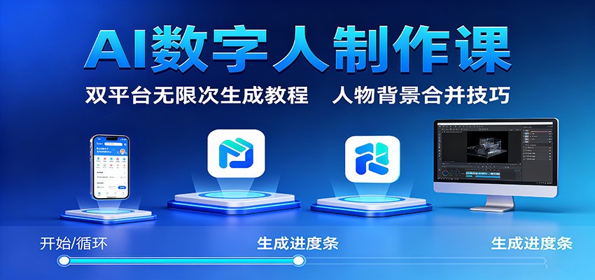 AI数字人制作课：双平台无限次生成教程，人物背景合并技巧-川川创富网