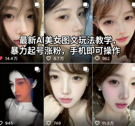 最新AI美女图文玩法教学，暴力起号涨粉，手机即可操作-川川创富网