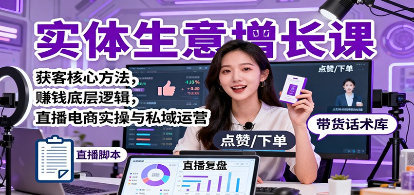 实体生意增长课：获客核心方法，赚钱底层逻辑，直播电商实操与私域运营-川川创富网