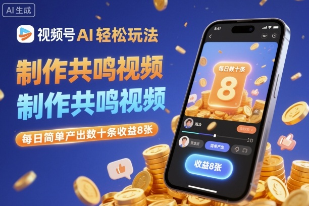 视频号AI轻松玩法，制作共鸣视频，每日简单产出数十条收益8张-川川创富网