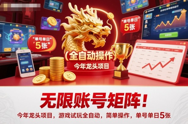 无限账号矩阵！今年龙头项目，游戏试玩全自动，简单操作，单号单日5张【揭秘】-川川创富网