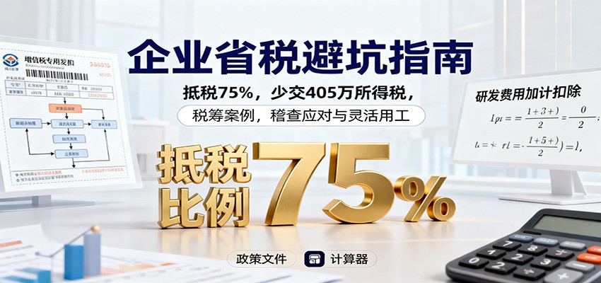 企业省税避坑指南：抵税75%，少交405万所得税，税筹案例，稽查应对与灵活用工-川川创富网