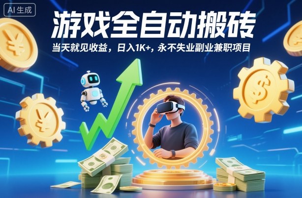 游戏全自动搬砖，当天就见收益，日入1K+，永不失业副业兼职项目【揭秘】-川川创富网