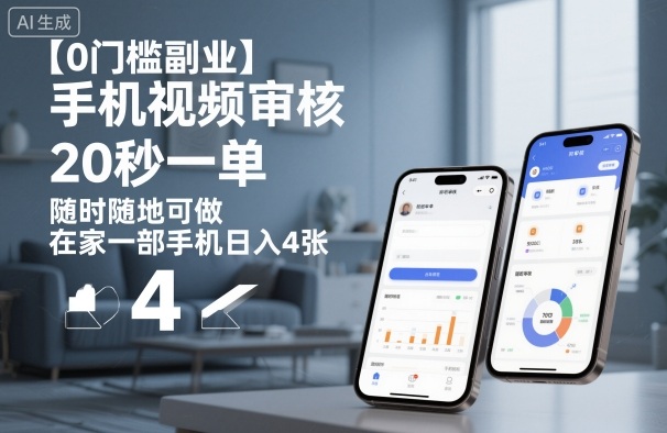 【0门槛副业】手机视频审核，20秒一单，随时随地可做，在家一部手机日入4张【揭秘】-川川创富网