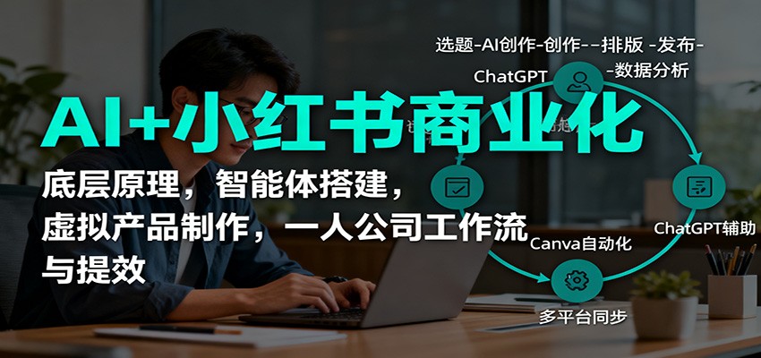 AI+小红书商业化，底层原理，智能体搭建，虚拟产品制作，一人公司工作流与提效-川川创富网
