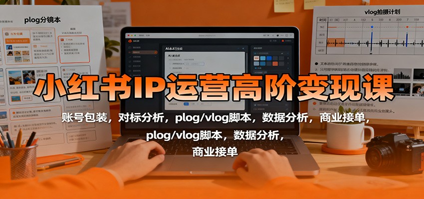 小红书IP运营高阶变现课：账号包装，对标分析，plog/vlog脚本，数据分析，商业接单-川川创富网