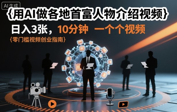 用AI做各地首富人物介绍视频，日入3张，10分钟一个视频-川川创富网