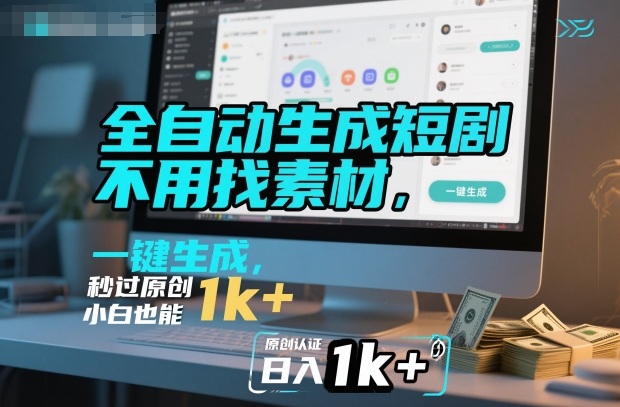 全自动生成短剧，不用找素材，不用剪辑，一键生成，秒过原创，小白也能轻松日入1k+【揭秘】-川川创富网