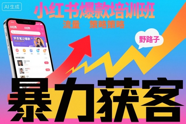 小红书爆款培训班，小红书获客野路子流量打法，暴力持续获客-川川创富网