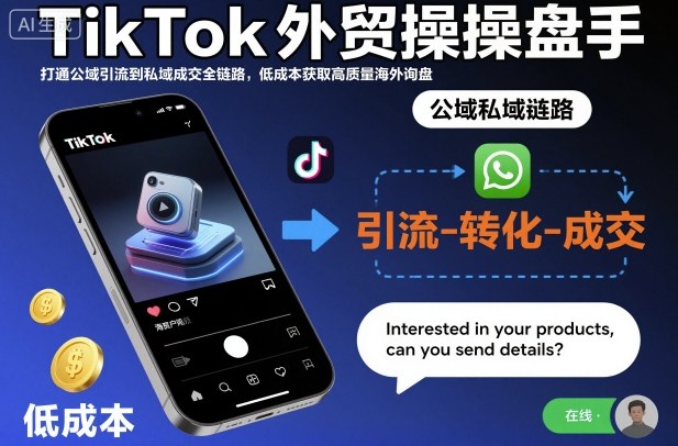 TikTok外贸操盘手，打通公域引流到私域成交全链路，低成本获取高质量海外询盘-川川创富网