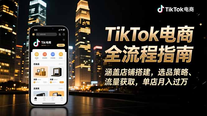 TikTok电商全流程指南，涵盖店铺搭建、选品策略、流量获取，单店月入过万-川川创富网
