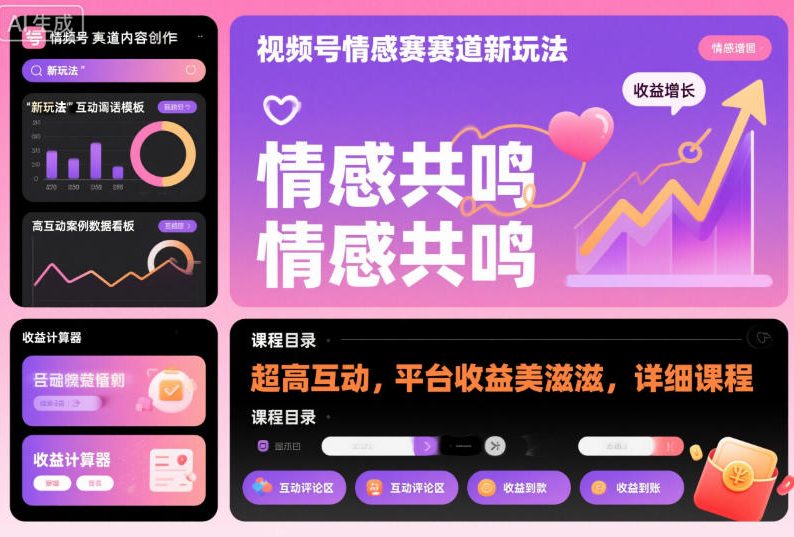 视频号情感赛道新玩法，超高互动，平台收益美滋滋，详细课程-川川创富网