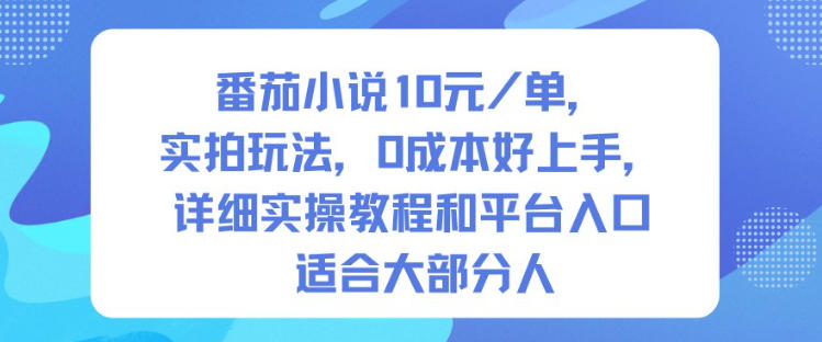 番茄小说10米每单，实拍玩法，0成本好上手，详细实操教程和平台入口适合大部分人-川川创富网