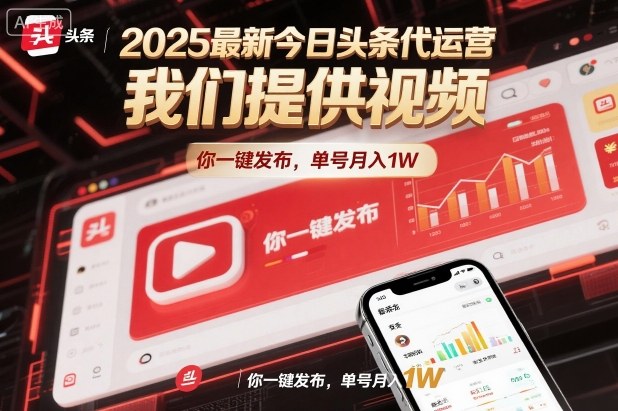 2025最新今日头条代运营，我们提供视频，你一键发布，单号月入1W【揭秘】-川川创富网