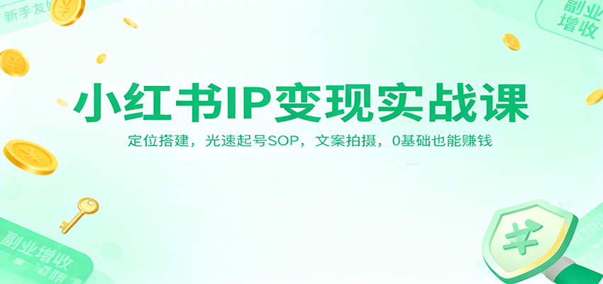 小红书IP变现实战课：定位搭建，光速起号SOP，文案拍摄，0基础也能赚钱-川川创富网