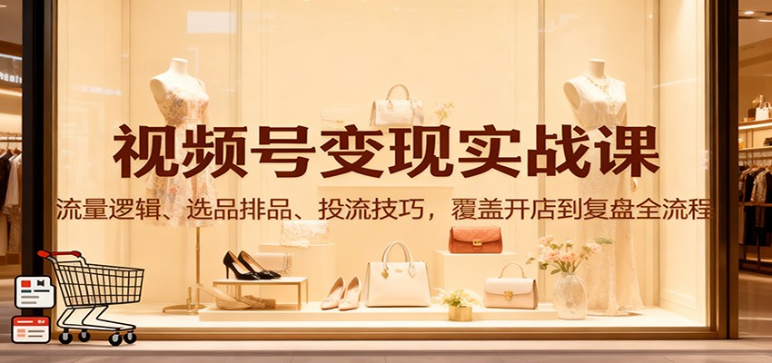 视频号变现实战课：流量逻辑、选品排品、投流技巧，覆盖开店到复盘全流程-川川创富网