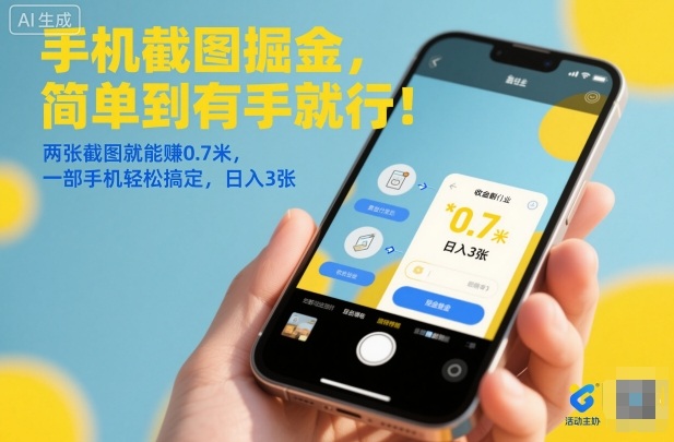 手机截图掘金，简单到有手就行！两张截图就能賺0.7米，一部手机轻松搞定，日入3张【揭秘】-川川创富网