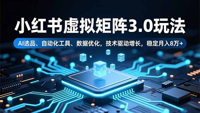 小红书虚拟矩阵3.0玩法，AI选品、自动化工具、数据优化，技术驱动增长，稳定月入8万+-川川创富网