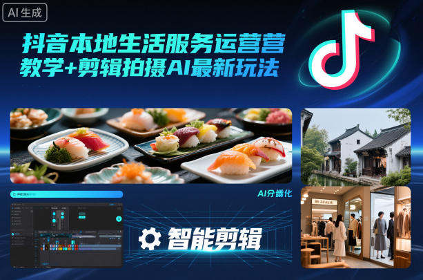 抖音本地生活服务运营教学+剪辑拍摄AI最新玩法-川川创富网