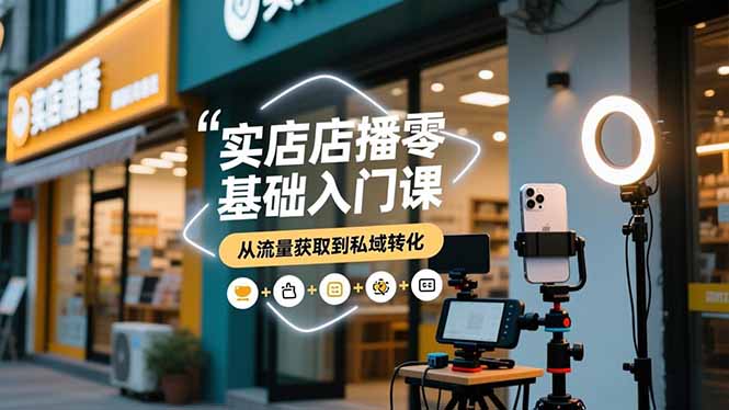 实体店播零基础入门课，实体店+短视频+直播+微信生态+私域社群，从流量获取到私域转化-川川创富网