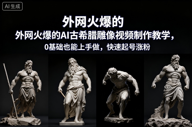 外网火爆的AI古希腊雕像视频制作教学，0基础也能上手做，快速起号涨粉-川川创富网