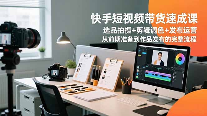 快手短视频带货速成课，选品拍摄+剪辑调色+发布运营，从前期准备到作品发布的完整流程-川川创富网