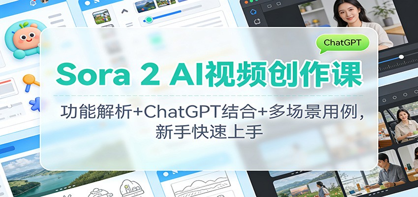 Sora 2 AI视频创作课：功能解析+ChatGPT结合+多场景用例，新手快速上手-川川创富网
