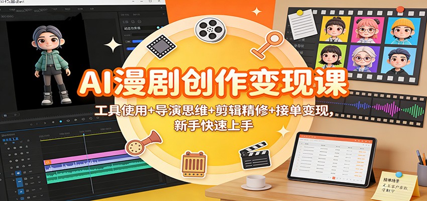 AI漫剧创作变现课：工具使用+导演思维+剪辑精修+接单变现，新手快速上手-川川创富网
