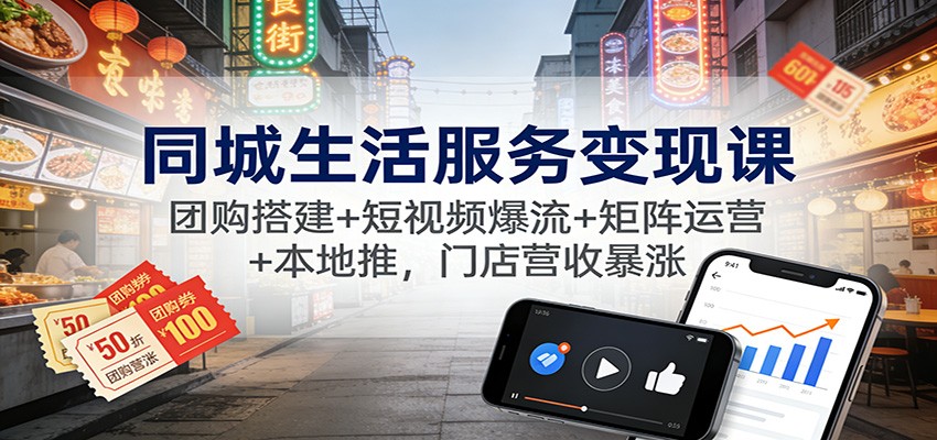 同城生活服务变现课：团购搭建+短视频爆流+矩阵运营+本地推，门店营收暴涨-川川创富网