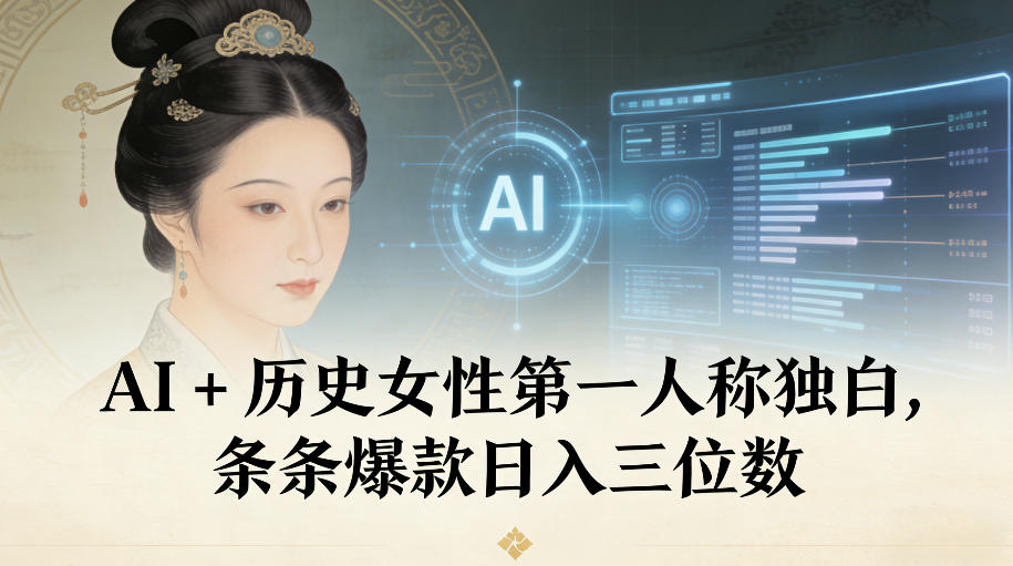 AI+历史女性第一人称独白，条条爆款日入三位数-川川创富网