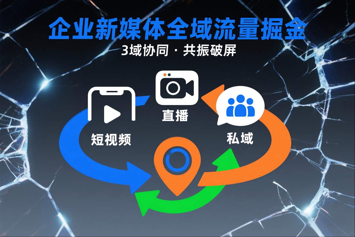 短视频全域商业模式，企业新媒体全域流量掘金，3域协同，共振破屏，短视频-直播-私域-地域-川川创富网