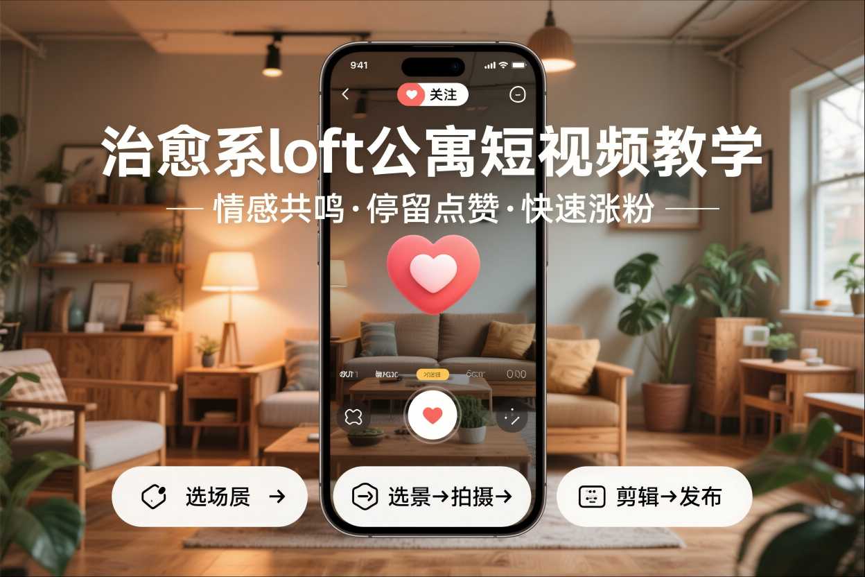 治愈系loft公寓短视频制作教学，情感共鸣引停留点赞关注，快速起号涨粉-川川创富网