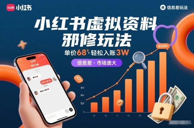小红书虚拟资料邪修玩法，单价68，轻松入账3W，信息差玩法，市场庞大-川川创富网