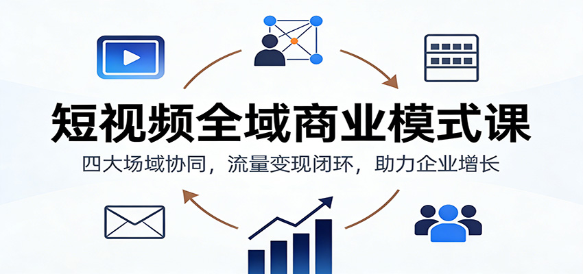 短视频全域商业模式课：四大场域协同，流量变现闭环，助力企业增长-川川创富网